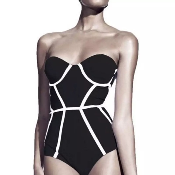 Padded Strapless Printed Monokini Bathing Suit - Picture 7 of 7